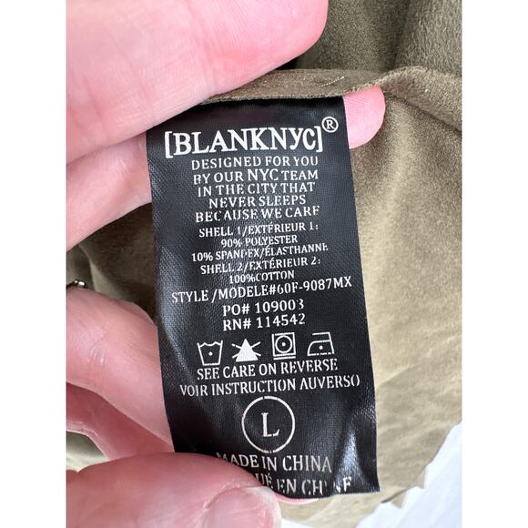 BlankNYC Jacket Womens Large Green Faux Suede Olive Drape Lightweight Stretch - Picture 5 of 9